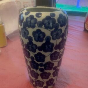 Blue Floral Ceramic Vase - Elegant Home Accent